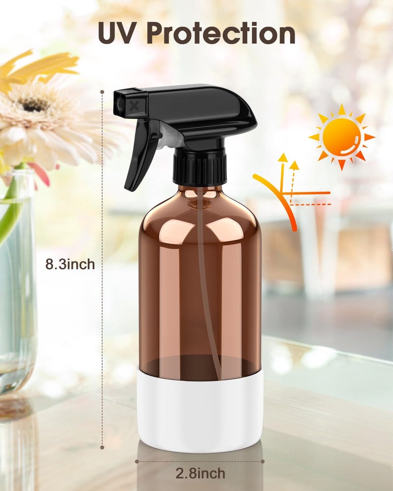 Bontip Glass Spray Bottle with Silicone Sleeve Protection, Amber Glass Spray Bottle Set for Window Cleaner Aromatherapy Facial Hydration Watering Flowers Hair Care 2 Pack/16 oz (White & Orange, 16 oz) - Image 3